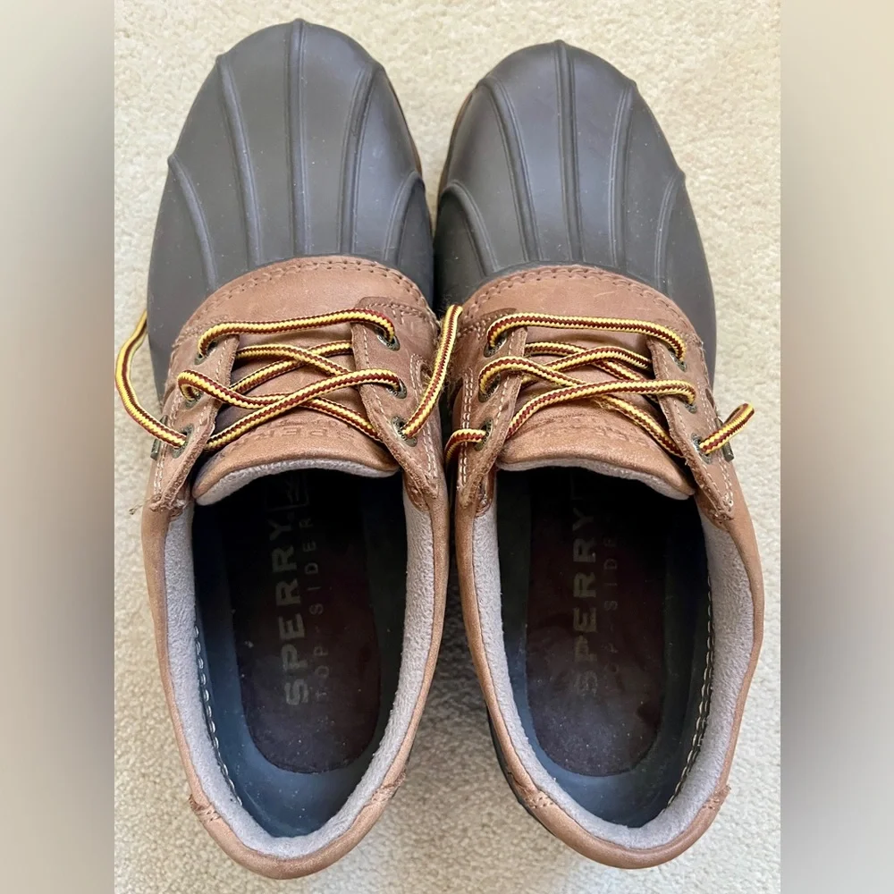 🍒SPERRY 10M Women's / sz 8.5 Men's DUCK SHOES 3-Eye Tie Boots Waterproof Unisex